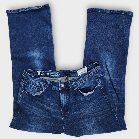 TK Axel Jeans Men's Tag 36x30 Act 36x27.5 Blue Denim Dark Wash Slim Boot - Picture 3 of 8